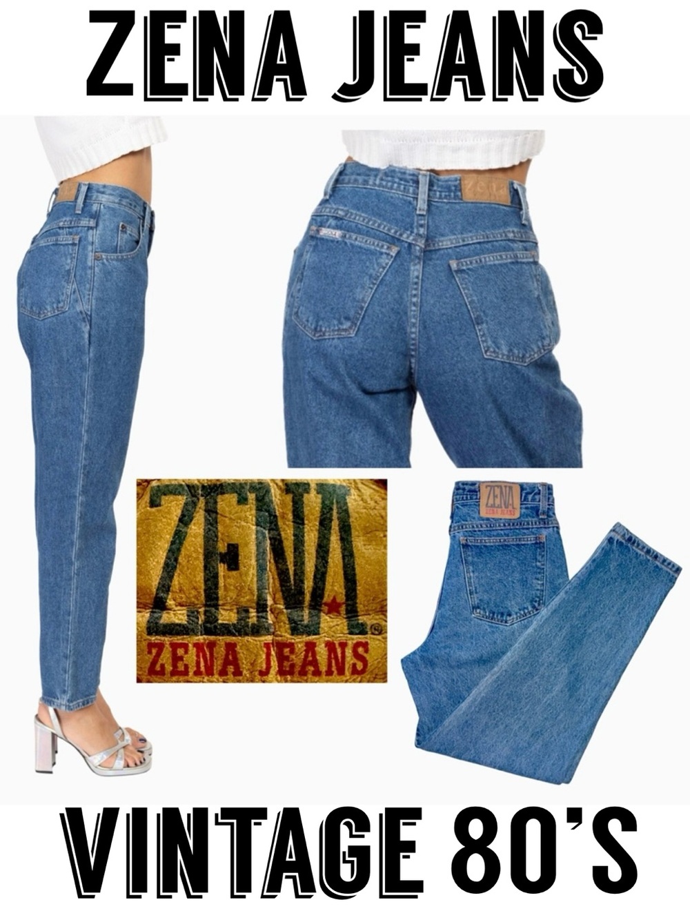 80’S ZENA Vintage High-Rise Tapered-Leg Relaxed Fit Jeans (~27/28” waist)